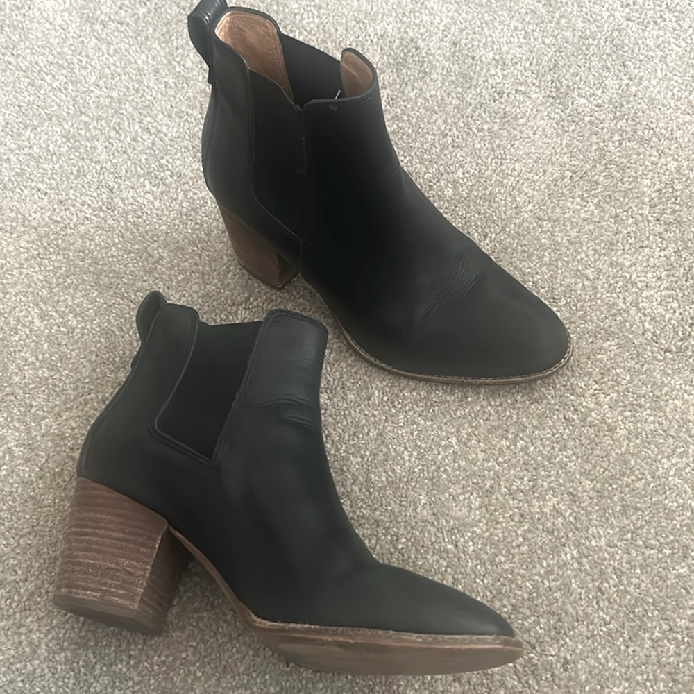 Madewell The Regan Black Leather Boots Size 8 - Picture 3 of 13